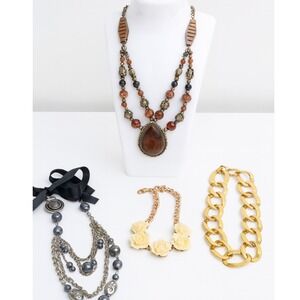 Vintage Now Statement Necklace Lot 4 Bold Multicolor Chain Mob Wife Celeb Artsy